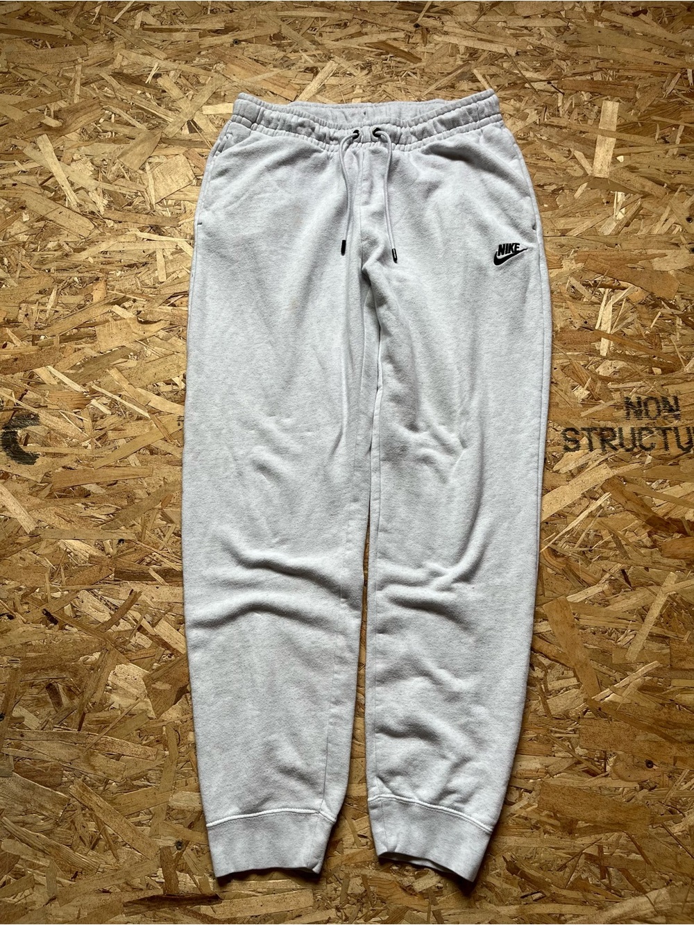Nike Light Gray Jogger Sweatpants With Black Swoosh embroided logo